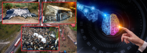 Σύνθεση εικόνων από το σιδηροδρομικό δυστύχημα των Τεμπών και γραφικό τεχνητής νοημοσύνης